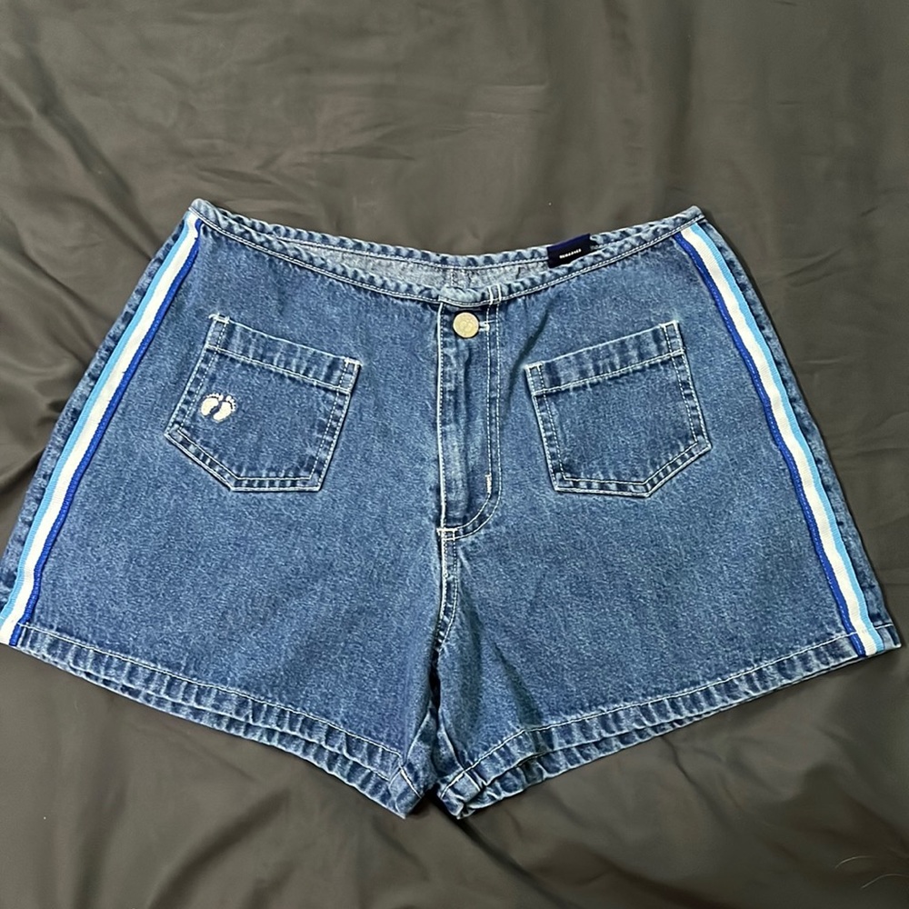 Y2K Hang Ten Side Stripe High Waist Jean Shorts
